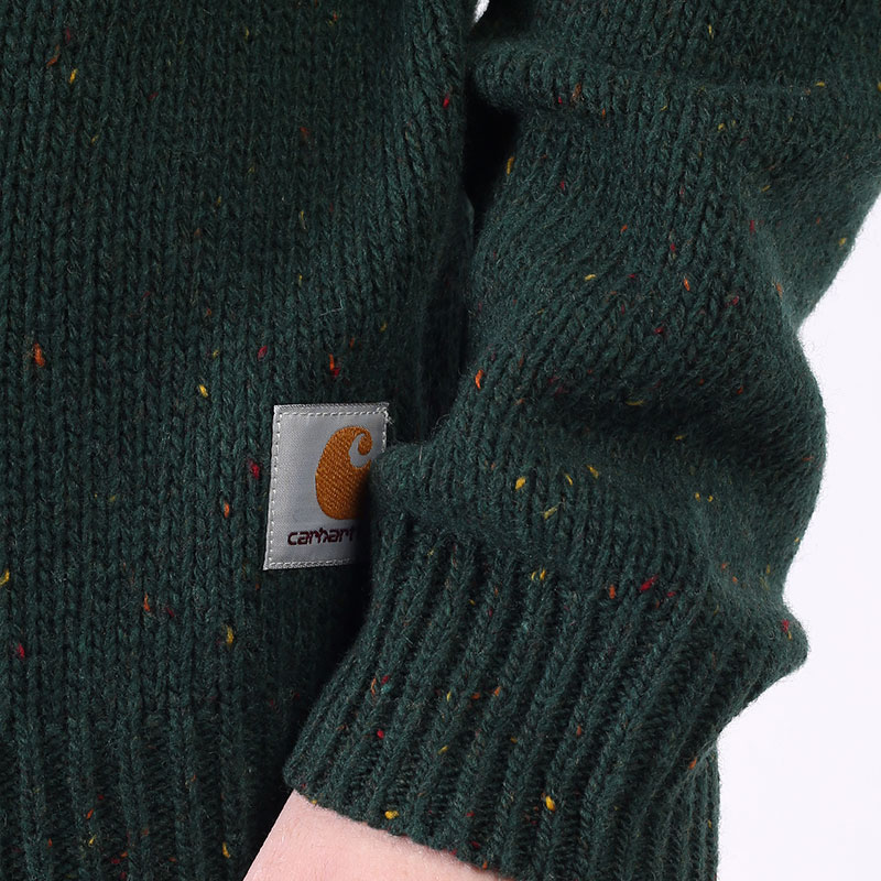 мужской зеленый свитер Carhartt WIP Anglistic Sweater I010977-speckled grove - цена, описание, фото 5